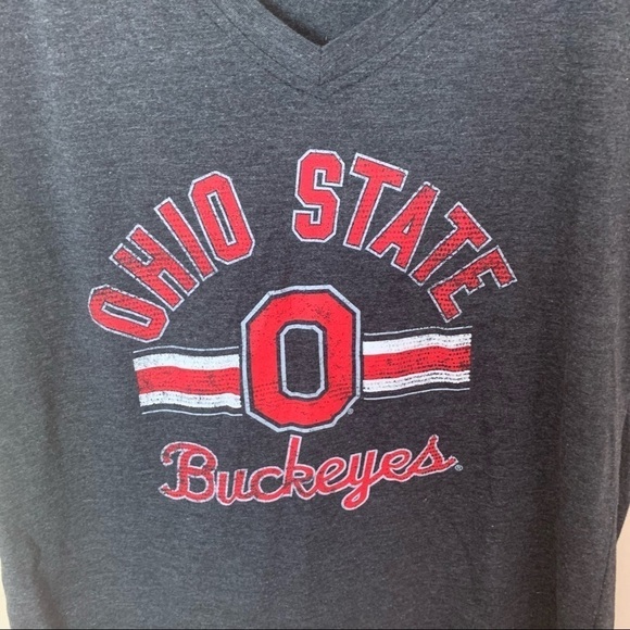 Ohio State Women's Gray V-neck Short Sleeve T-shirt Sports Football - Picture 3 of 7